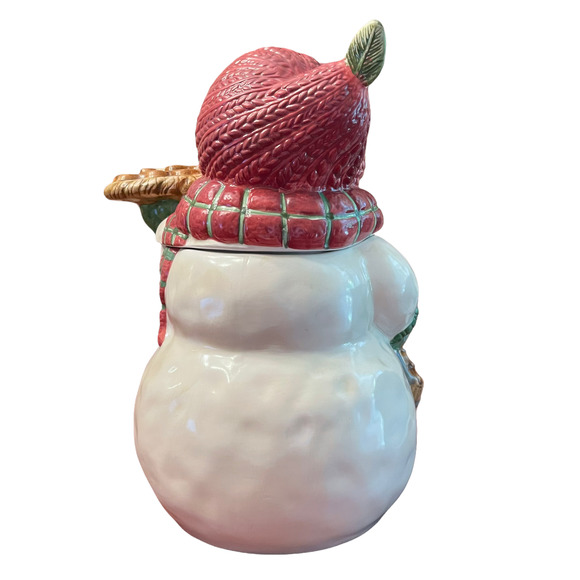 Vintage Bico Snowman Cookie Jar 10.5" Holding Cookies With Mittens, Toby & Scarf - Picture 9 of 10